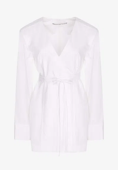 Alexander Wang White Wrap Minidress In White