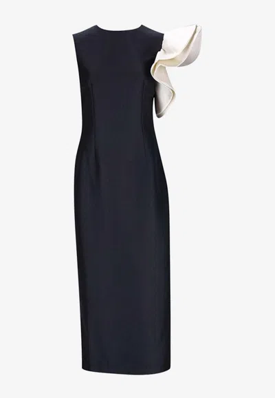 D'estree Asymmetric Franz Midi Dress In Black