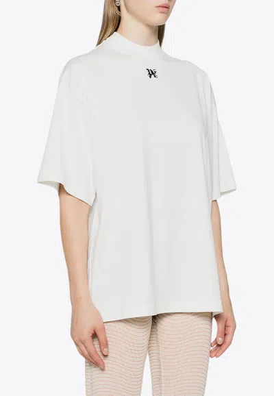 Palm Angels Wings Pencil Crewneck T-shirt In Off-white