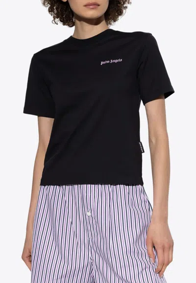 PALM ANGELS LOGO PRINT CREWNECK T-SHIRT 