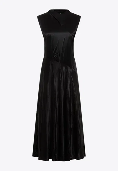 Jil Sander Black Cupro Long Dress In Black