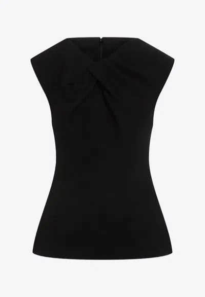 Jil Sander Sleeveless Pleated Neck Top In Black