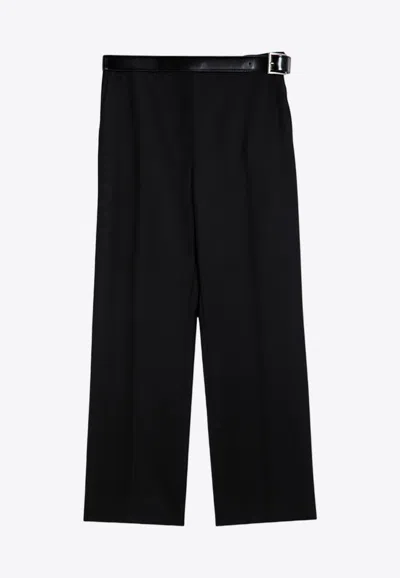 Prada Black Gabardine Trousers With Belt In Black