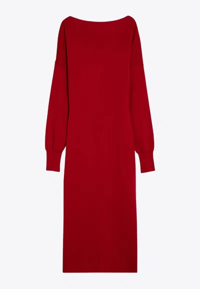 P.a.r.o.s.h . Red Wool And Cashmere Midi Dress In Red