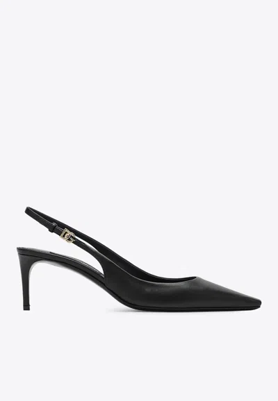 Dolce & Gabbana Tortoiseshell-print Patent Leather Slingbacks In Black