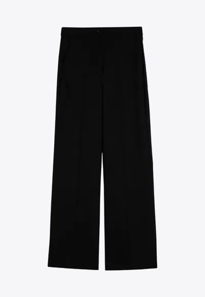 Department Five Navy Blue Wool-blend Trousers In Black