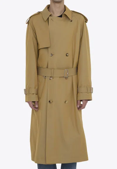 Burberry Mens Spelt Double-breasted Cotton Trench Coat In Beige