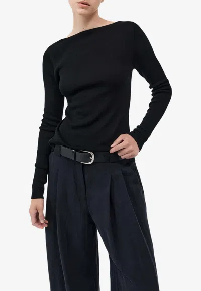 St Agni Rouleau Tie Reversible Knit Top In Black