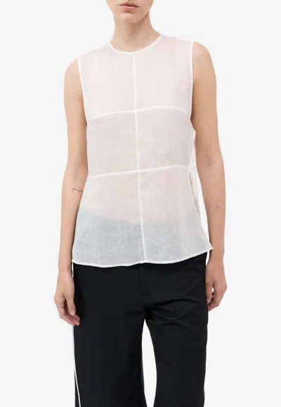 St Agni Semi Sheer Patchwork Top In Cream