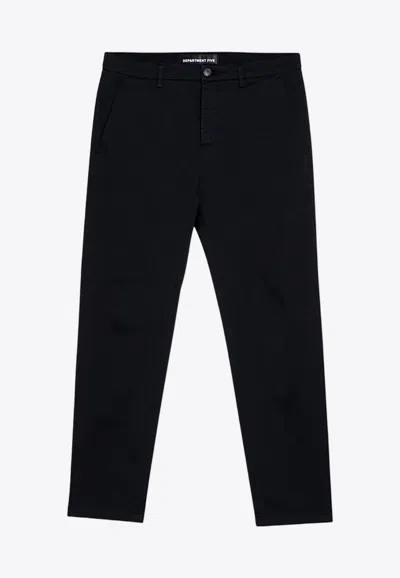 Department Five Department 5 Regular Blue Navy Cotton Trousers In Blue