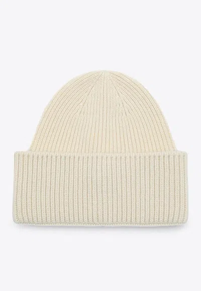 Destin White Wool And Cashmere Beanie In White