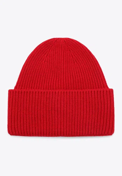 Destin Wool-blend Ribbed Beanie In Red