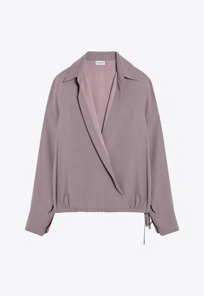 Dries Van Noten Pink Viscose Blend Drawstring Shirt In Pink