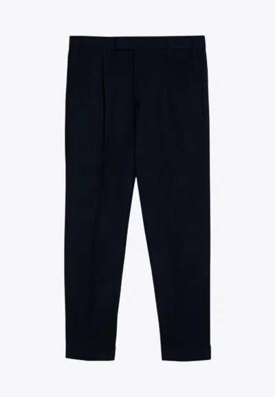 Pt Torino Wool Trousers With Cuffed Hem And Pleats In Blue