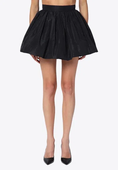 Patou Flared Draped Mini Skirt In Black
