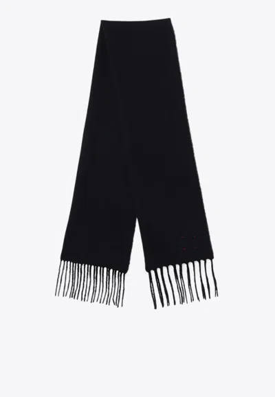 Destin Wool And Cashmere Fringed Scarf In Black