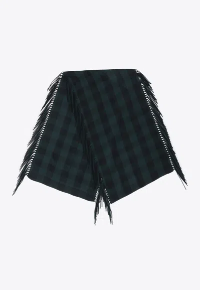 Destin Hedfrith Check Wool And Cashmere Shawl In Green