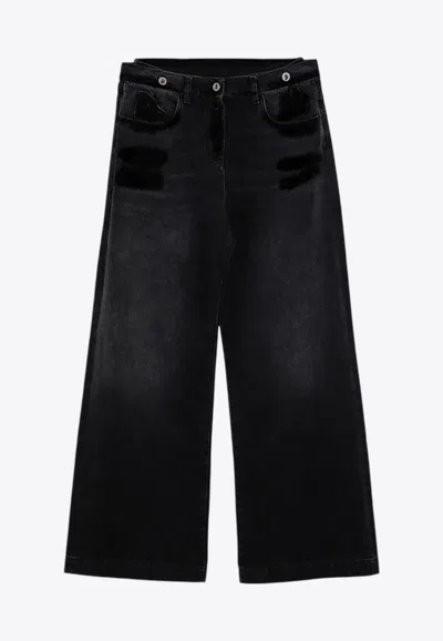 Attico High Waist Wide-leg Denim Jeans In Black