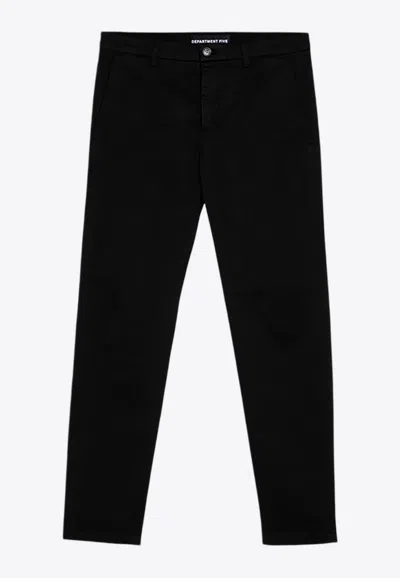 Department Five Department 5 Regular Blue Navy Cotton Trousers In Black