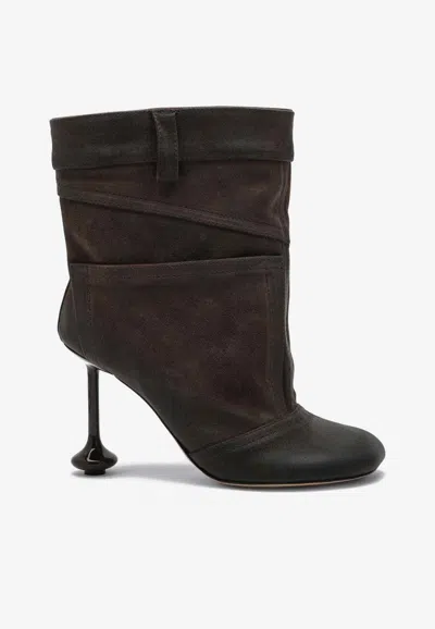 Loewe Suede Ankle Boots With 9 Cm Heel Height For Women In Brown