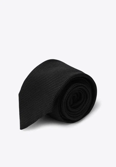Destin Black Silk Tie In Blue