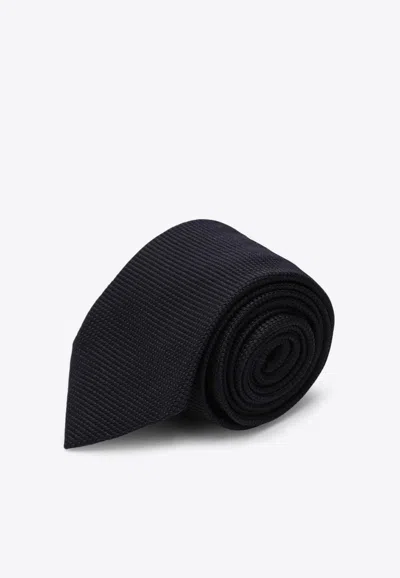 Destin Black Silk Tie In Blue