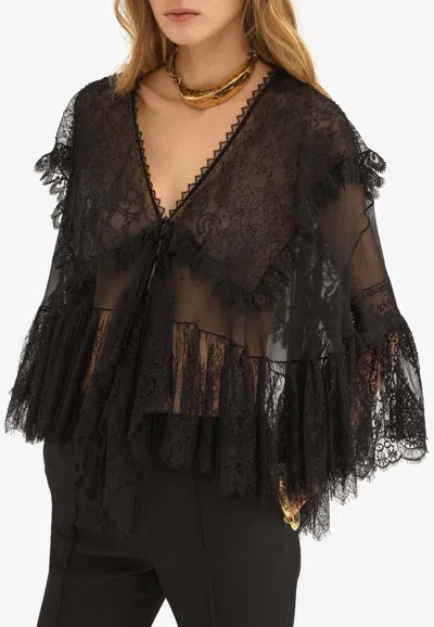 Chloé Cropped-spitzentop Mit V-ausschnitt In Black