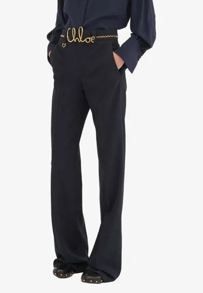 CHLOÉ STRAIGHT-LEG TAILORED WOOL PANTS 