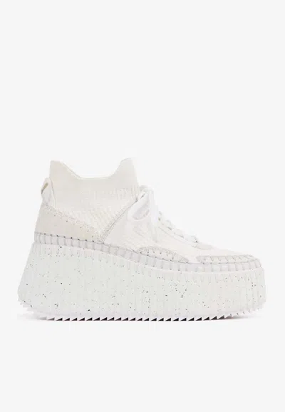 Chloé Baskets Compensées Nama Femme Blanc Taille 37 100% Cuir De Veau In White