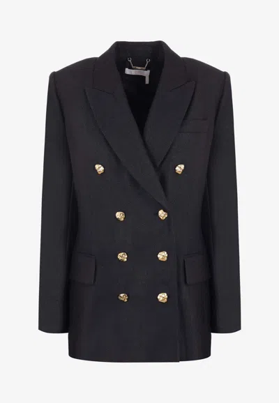 Chloé Cascade-lapel Double-breasted Boucle Jacket In Black