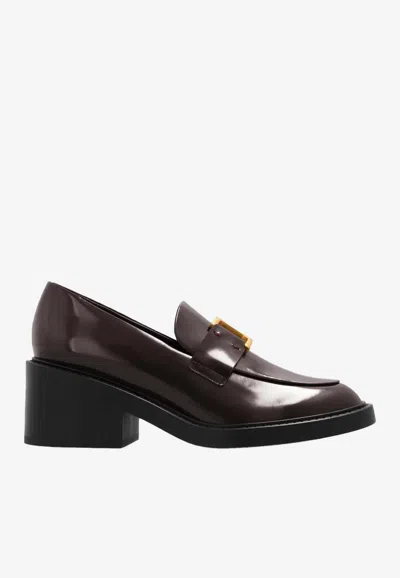 Shop Chloé Marcie 60 Calf Leather Pumps In Bordeaux