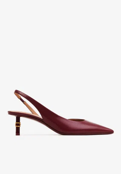 Chloé Marcie Slingback Purple Size 8.5 100% Goatskin In Bordeaux