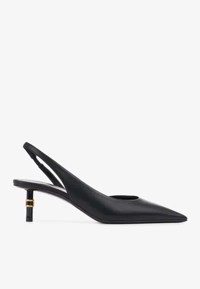 Chloé Marcie 50 Slingback Pumps With Pointed Toe And Signature Hardware In Black