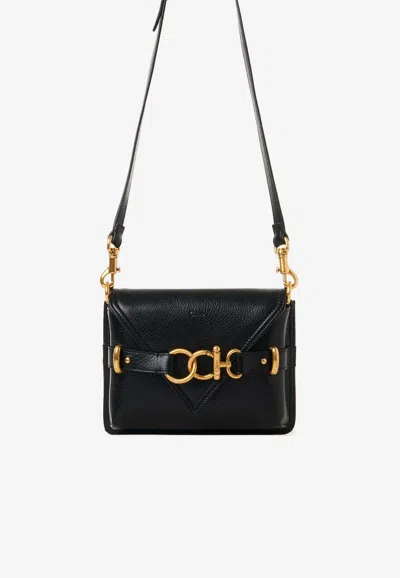 Chloé Mini Sac Bandoulière Cape Bag En Cuir Grainé Femme Noir Taille Onesize 100% Cuir De Veau In Black