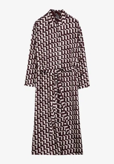 S Max Mara Micaela Reversible Printed Midi Dress In Bordeaux