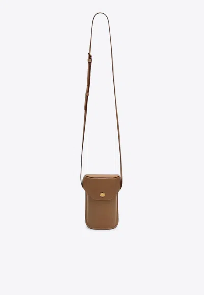 Saint Laurent Mini Leather Crossbody Bag In Brown