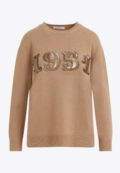 Max Mara Sweater In Wool And Cashmere Blend In Brown