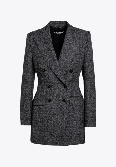 Dolce & Gabbana Anthracite Grey Tweed Double-breasted Jacket In Gray
