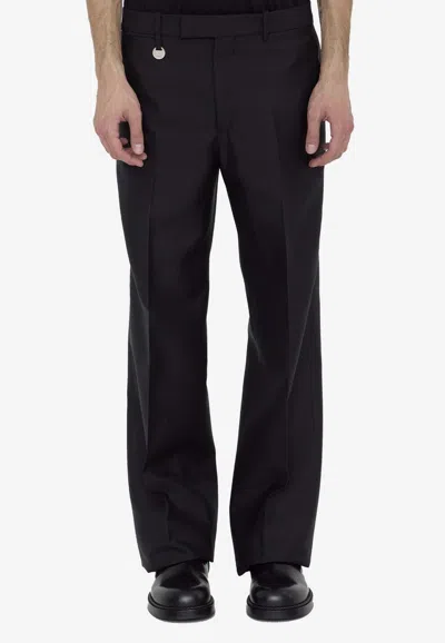 Burberry Suit Pants In Navy Blue Wool. Straight-leg Cut. Zippered Closure And Belt Clip. In Black