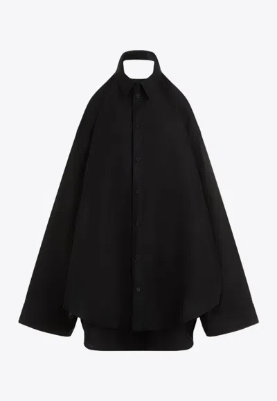 Balenciaga Suspended Cotton Poplin Dress In Black