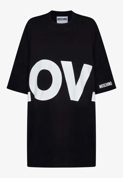 Moschino Love Printed Oversized Dress In Black