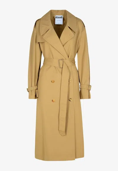 Moschino Beige Polyester Blend Coat In Beige