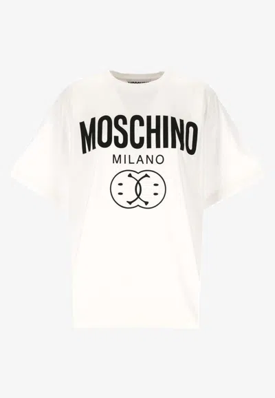 Moschino Logo Printed Crewneck T-shirt In White