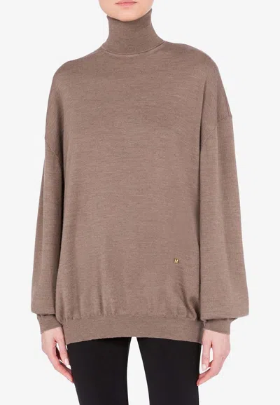 Moschino Wide-sleeves Virgin Wool Jumper In Beige