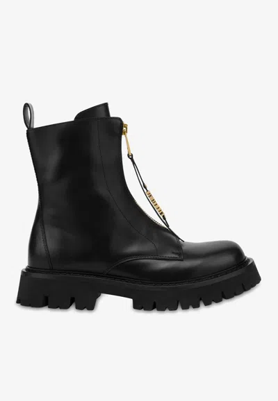 Moschino Black Mini Lettering Logo Boots In Black
