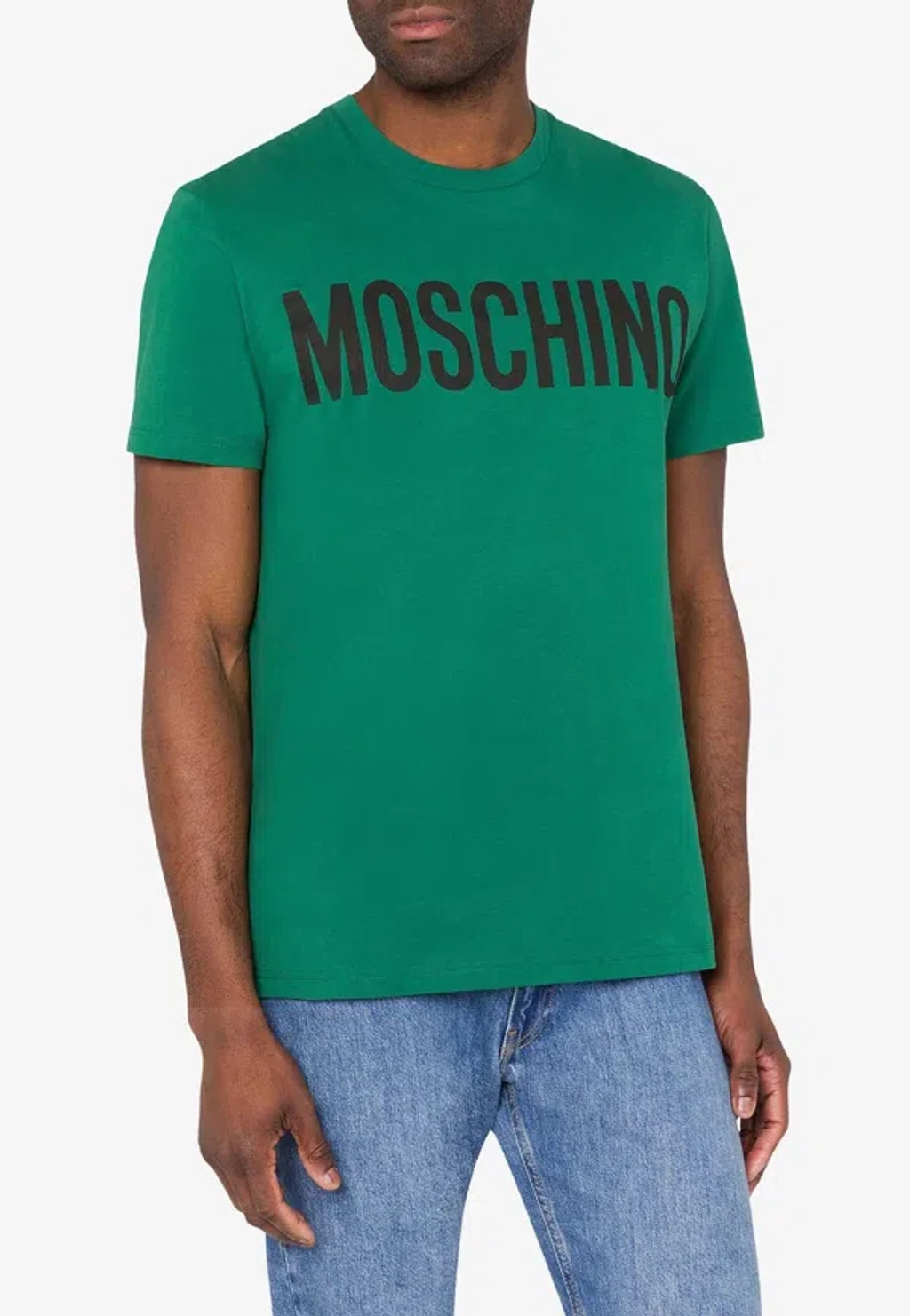 Tシャツ・カットソー MOSCHINO COUTURE Men T-shirt Green 07162045 3449 Moschino logo-tape Detail T-shirt | Blue | FARFETCH