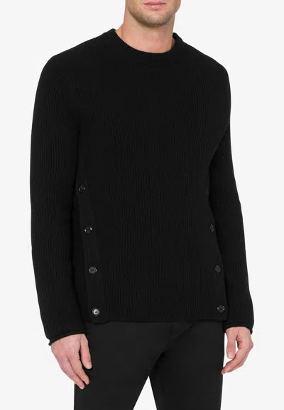 Moschino Rib-knit Wool Sweater In Black