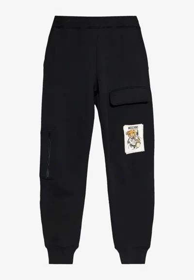 Moschino Teddy Bear Logo Cargo Pants In Black