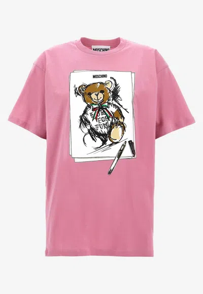 Moschino Printed T-shirt In Pink
