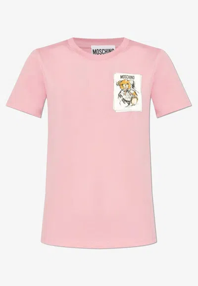 Moschino Graphic Printed Crewneck T In Pink